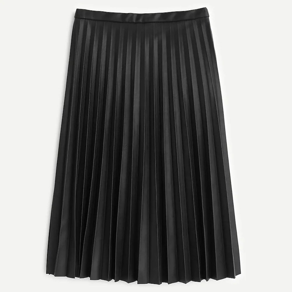 NWT J. Crew Faux-leather pleated midi skirt